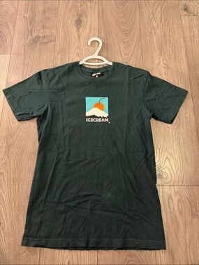 Icecream Dark Green Graphic Tee with Orange Accent